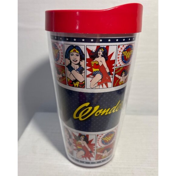 Wonder Woman 16OZ Tumbler Red Lid Silver Buffalo DC  Comics - Picture 6 of 10